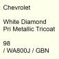Preview: Chevrolet, White Diamond Pri Metallic Tricoat, 98 / WA800J / GBN.